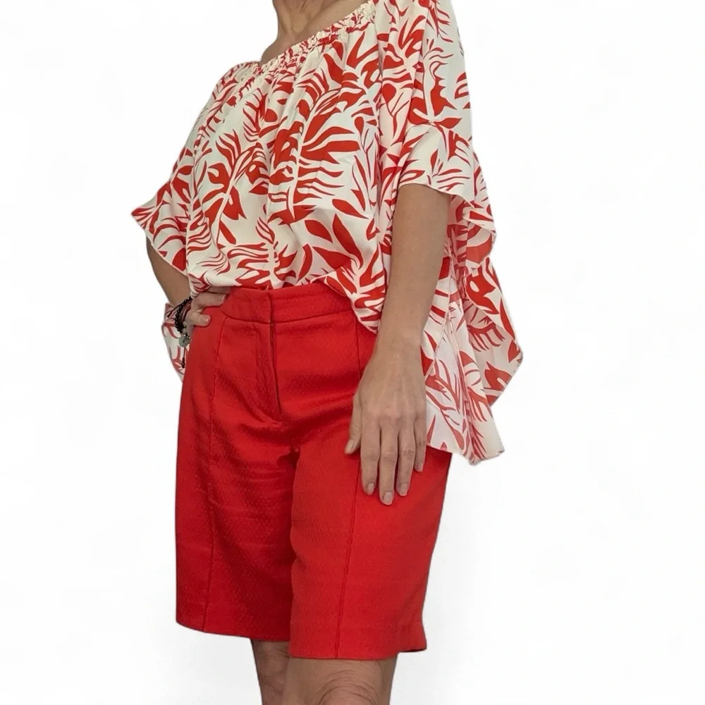 Dalia Red Orange Women's Shorts - Picture 3 of 6